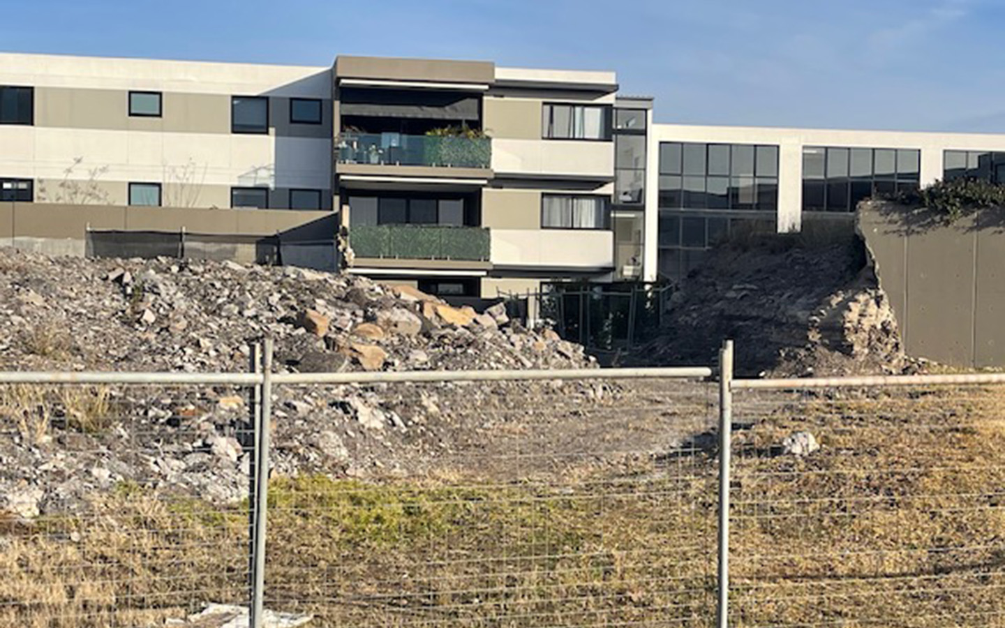 With construction work ceased, residents are left with these views, sometimes for years.